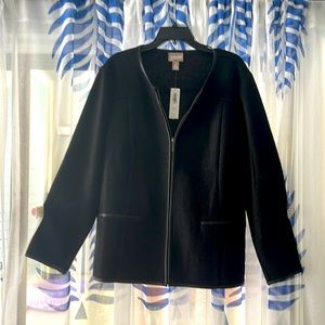 Chicos wool jacket, NWT with leather trim